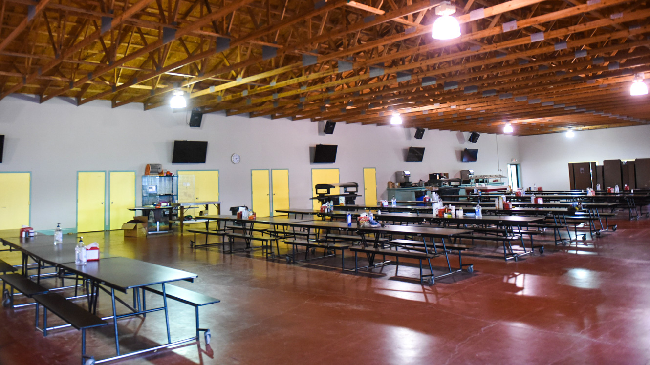 View of empty dining hall