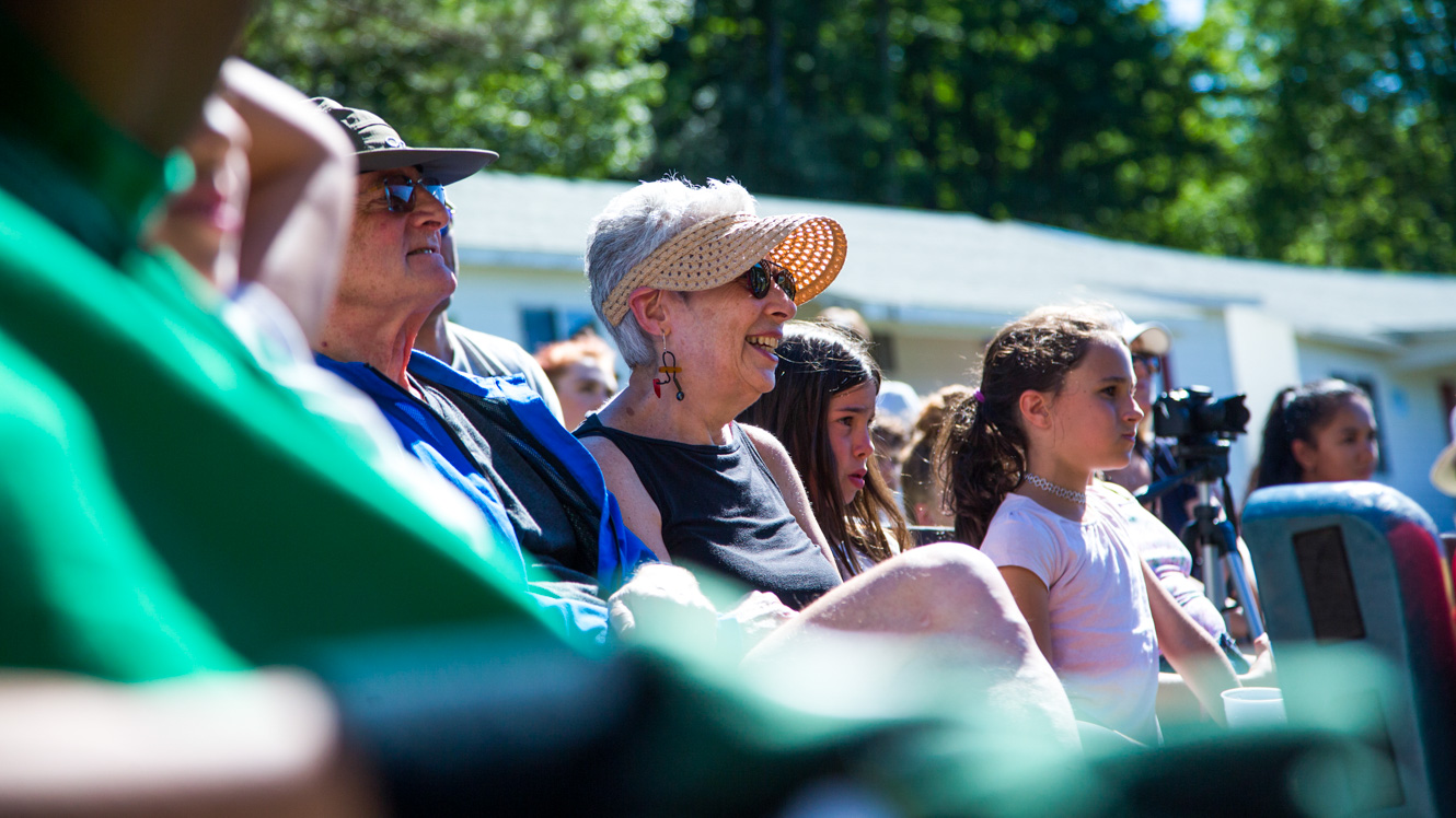 Audience watches campers' magic show performance